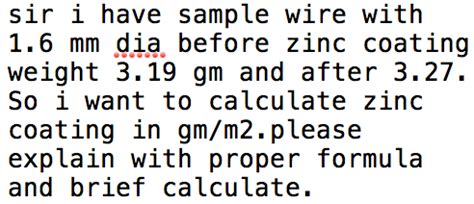 zinc coating thickness formula